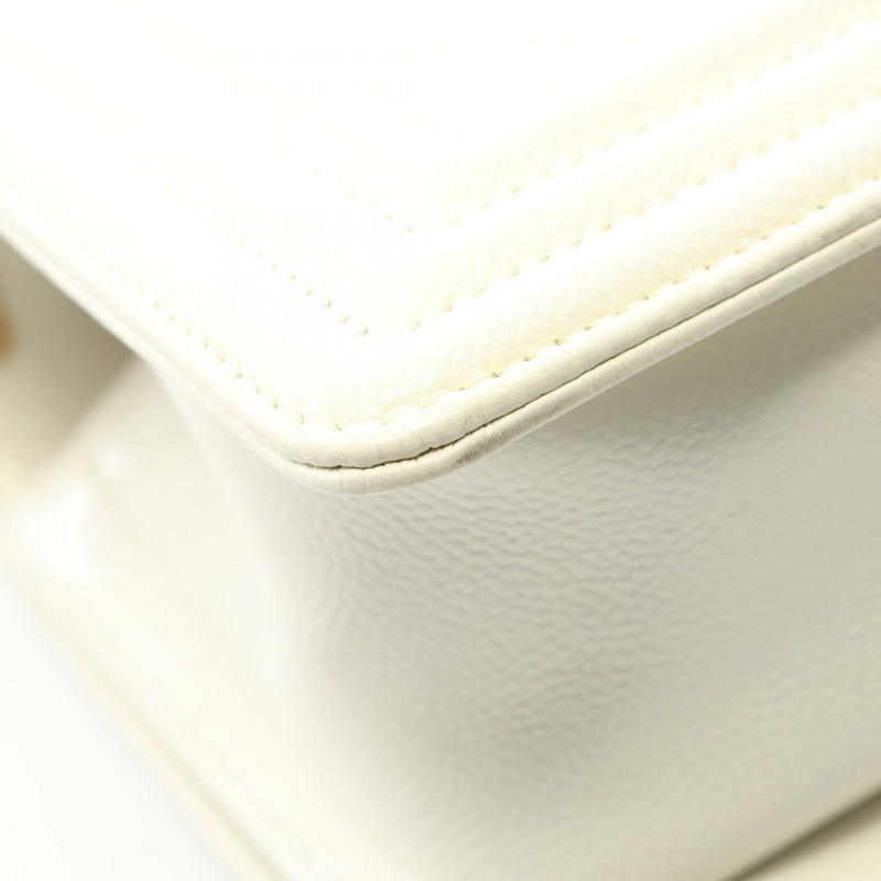 香奈兒 Boy Chanel 小號鏈條單背包 A67085 白色皮革 金色五金 二手-5