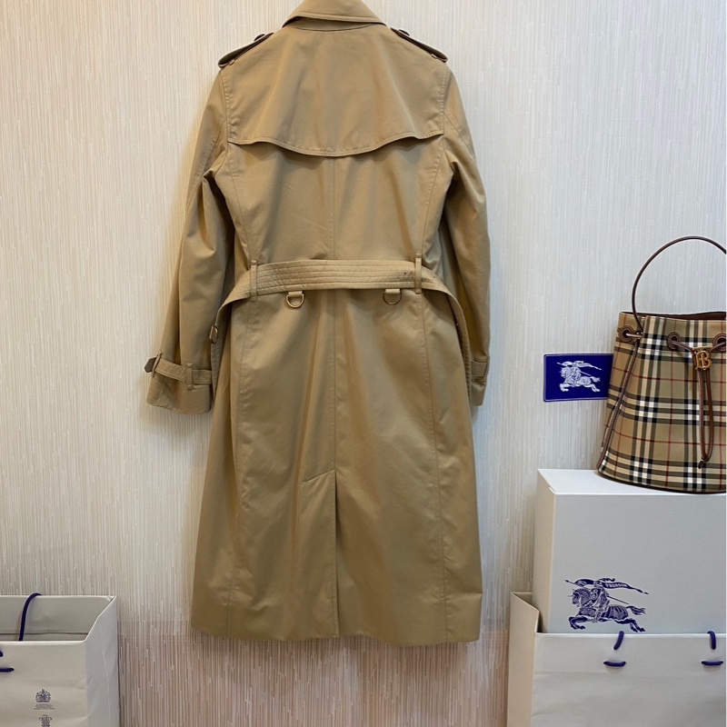 BURBERRY英國肯辛頓蜜色長風衣UK6-7