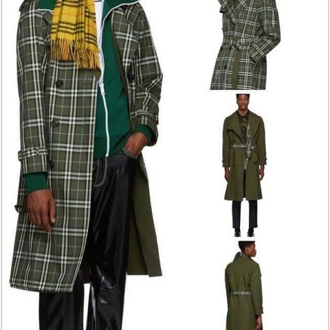BURBERRY 英國男款橄欖綠雙穿長風衣50