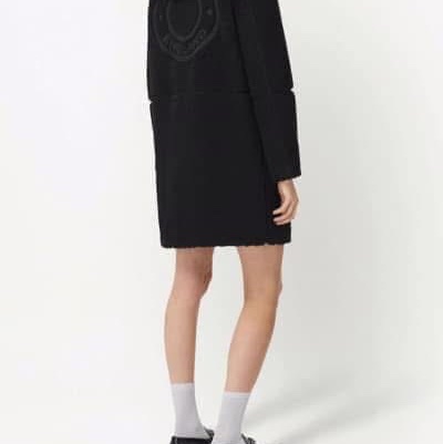 BURBERRY英國黑標黑色徽標絨頭大衣UK4-1