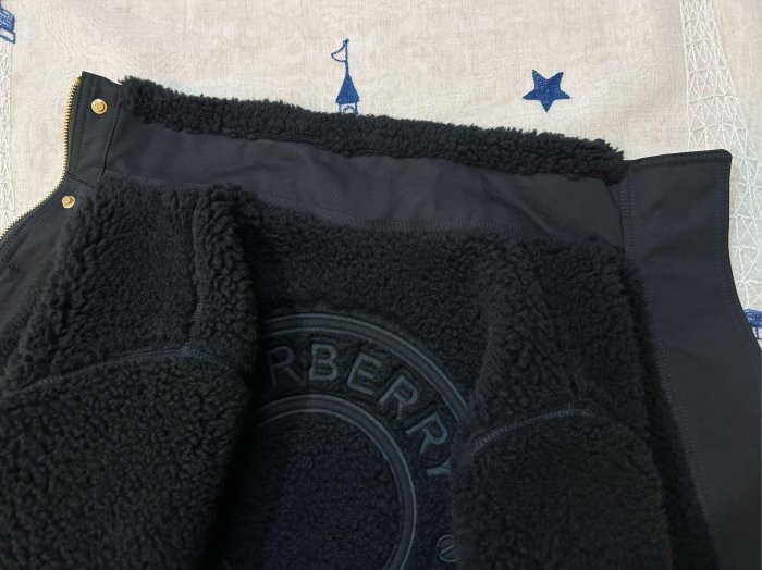 BURBERRY英國黑標黑色徽標絨頭大衣UK4-11