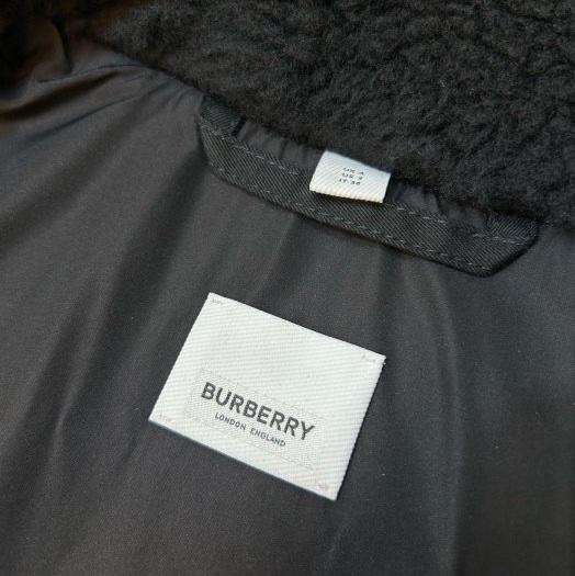 BURBERRY英國黑標黑色徽標絨頭大衣UK4-14