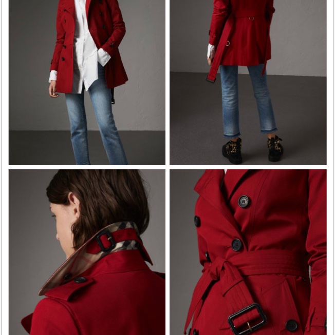 BURBERRY英國黑標Sandringham繽紛紅風衣UK6-1