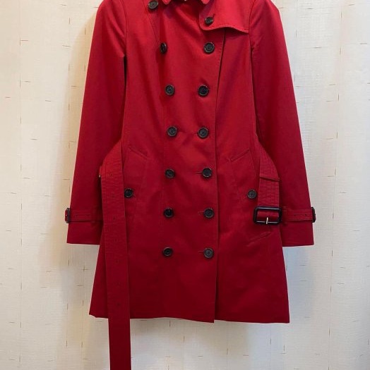 BURBERRY英國黑標Sandringham繽紛紅風衣UK6-4