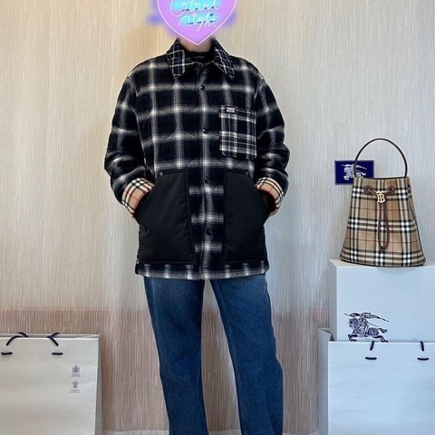 BURBERRY英國黑標男款羊毛絎縫外套S