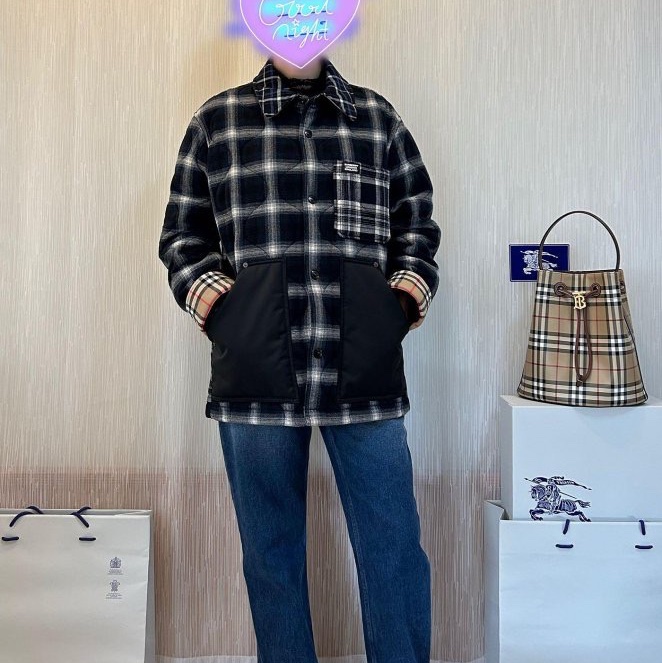 BURBERRY英國黑標男款羊毛絎縫外套S-0