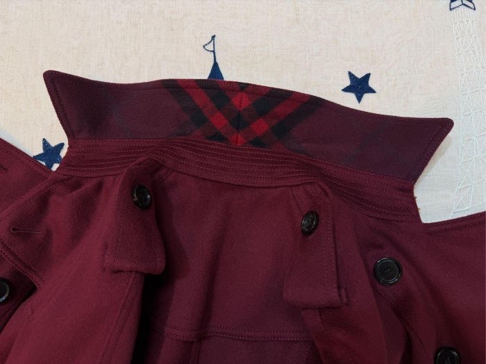 BURBERRY英國酒紅色羊絨大衣UK6-10