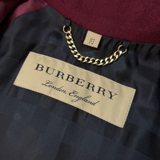 BURBERRY英國酒紅色羊絨大衣UK6-12