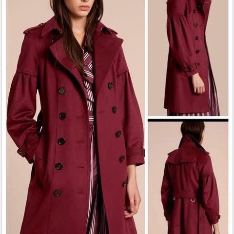 BURBERRY英國酒紅色羊絨大衣UK6