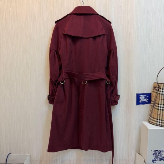 BURBERRY英國酒紅色羊絨大衣UK6-3