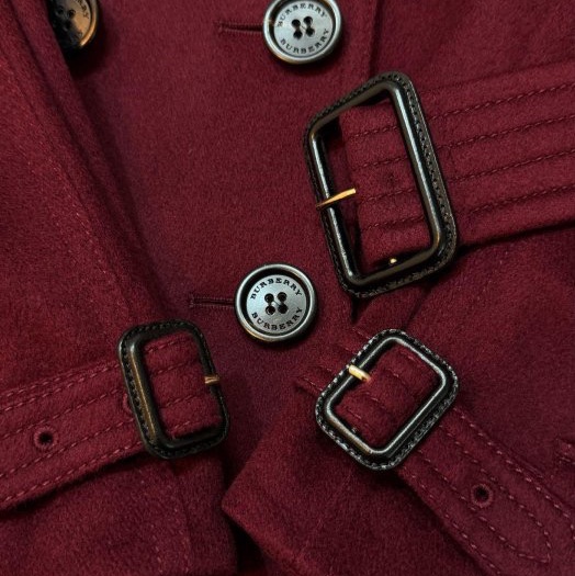 BURBERRY英國酒紅色羊絨大衣UK6-6