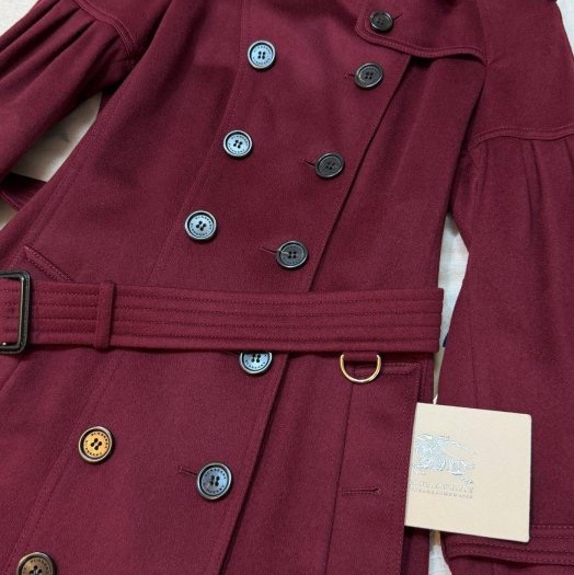 BURBERRY英國酒紅色羊絨大衣UK6-7