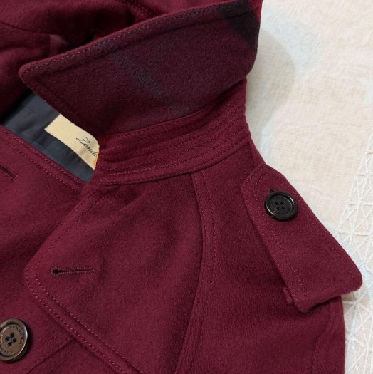 BURBERRY英國酒紅色羊絨大衣UK6-9