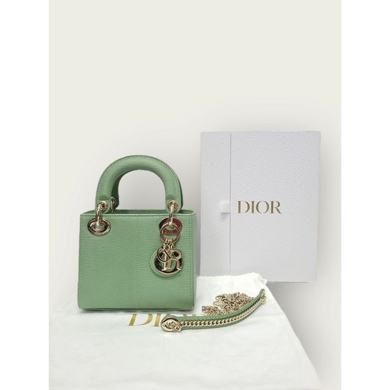 【包稅】DIOR 異域綠色蜥蜴紋 Lady Dior 迷你包-2