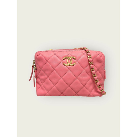 【包稅】CHANEL 粉紅保齡球小牛皮迷你斜背包