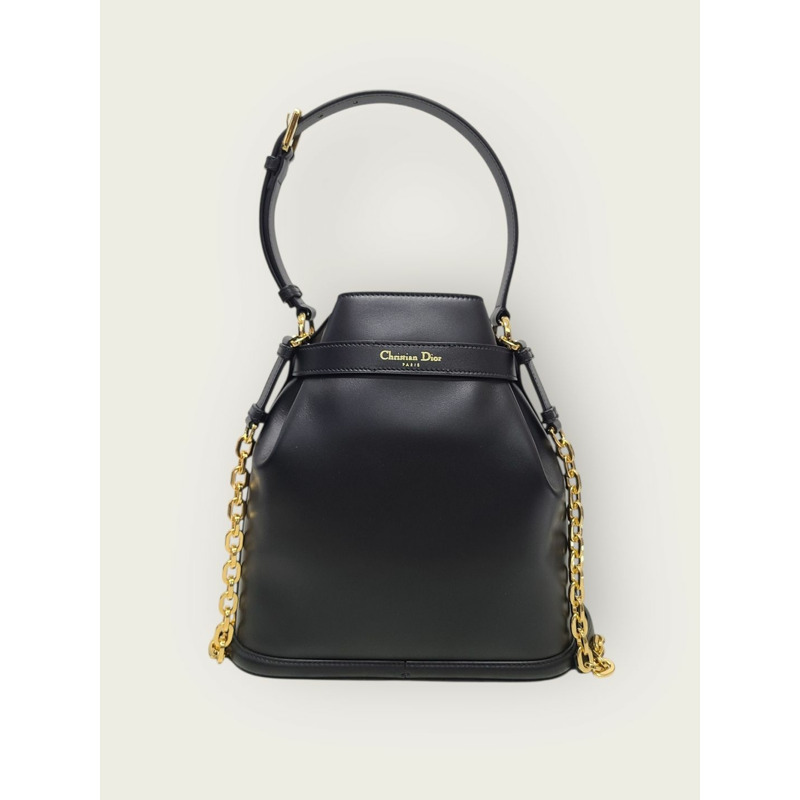 【包稅】DIOR 黑色CD壓花皮革中型水桶包-4
