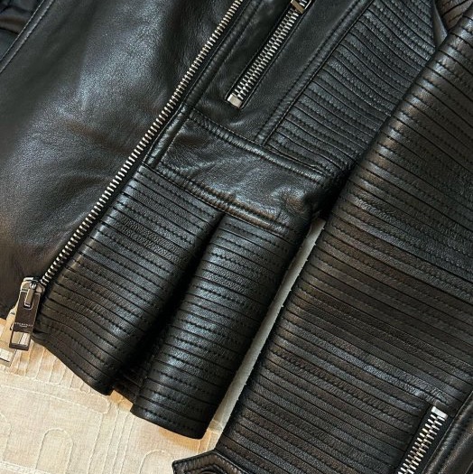 BURBERRY英國黑色羊皮騎士外套UK8-10