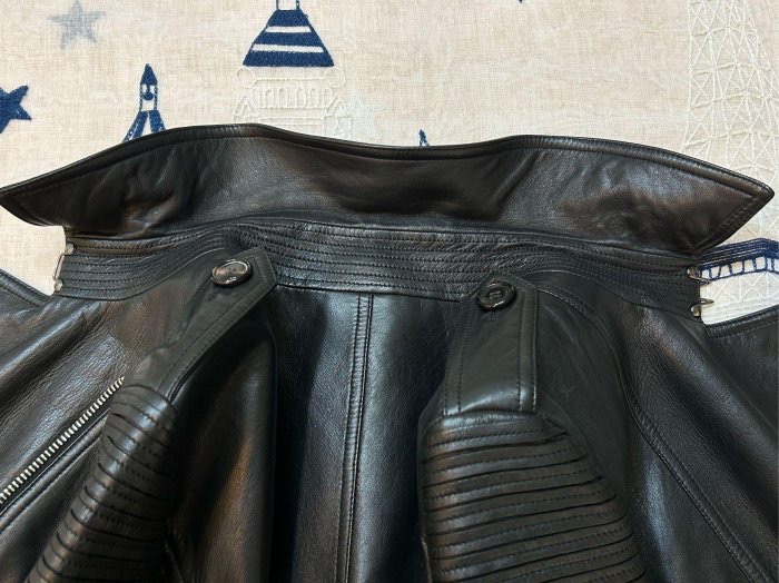 BURBERRY英國黑色羊皮騎士外套UK8-11