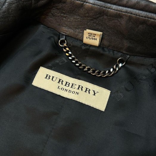 BURBERRY英國黑色羊皮騎士外套UK8-12