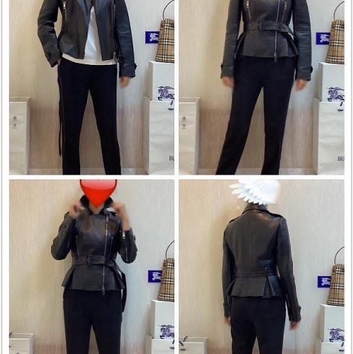 BURBERRY英國黑色羊皮騎士外套UK8-2