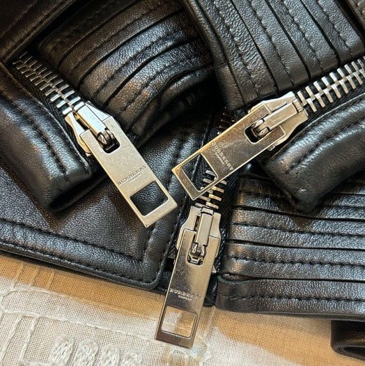 BURBERRY英國黑色羊皮騎士外套UK8-6