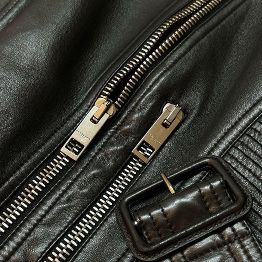 BURBERRY英國黑色羊皮騎士外套UK8-7