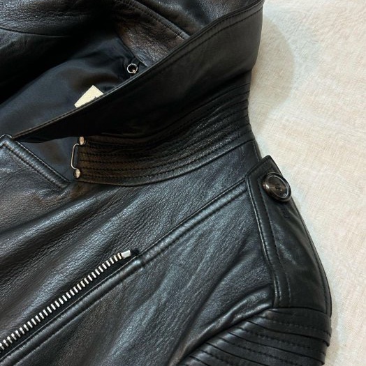 BURBERRY英國黑色羊皮騎士外套UK8-9