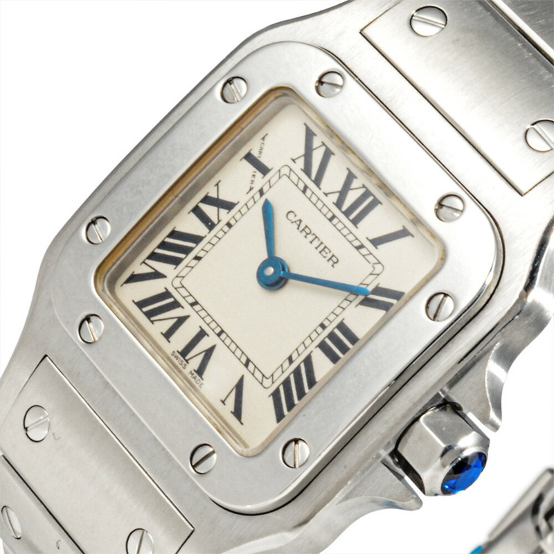 卡地亞 1565 W20056D6 Santos Galbe SM 女士石英腕錶，象牙色錶盤-7