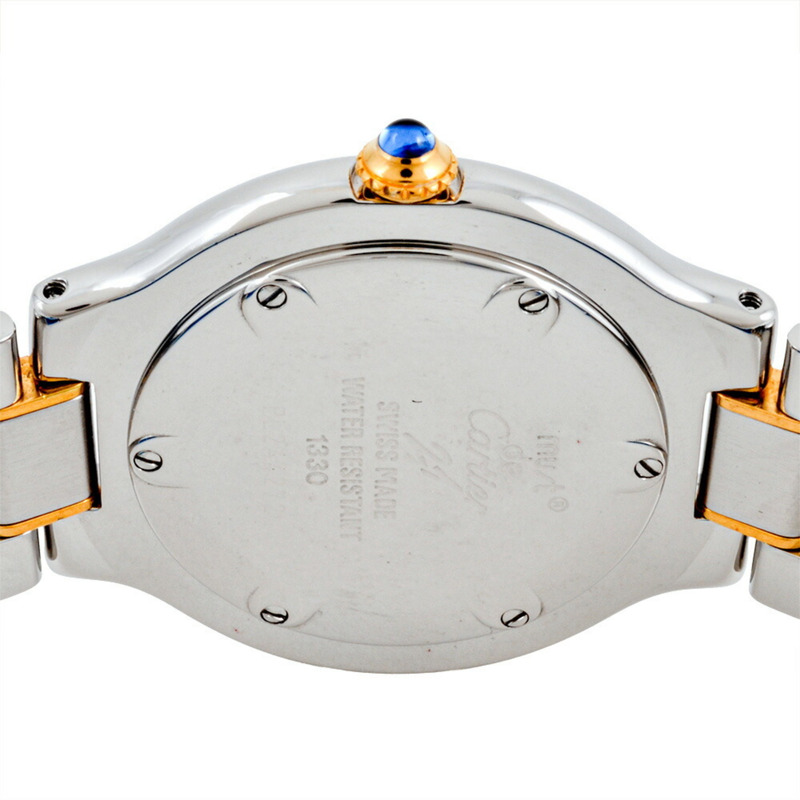 卡地亞 1330 Must 21 Vantianne 男士石英腕錶，銀色錶盤，精鋼錶殼。-4