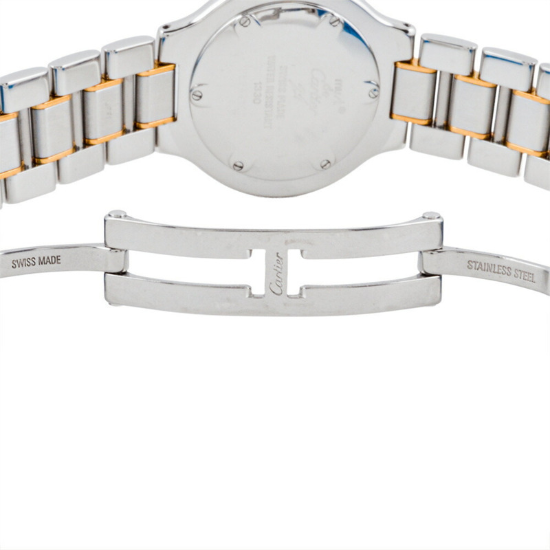 卡地亞 1330 Must 21 Vantianne 男士石英腕錶，銀色錶盤，精鋼錶殼。-5