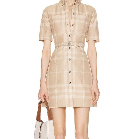BURBERRY英國黑標米色格紋洋裝UK6