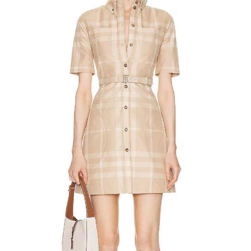 BURBERRY英國黑標米色格紋洋裝UK6-0