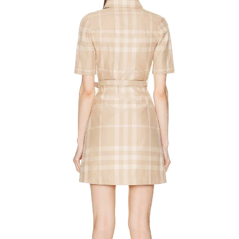 BURBERRY英國黑標米色格紋洋裝UK6-2