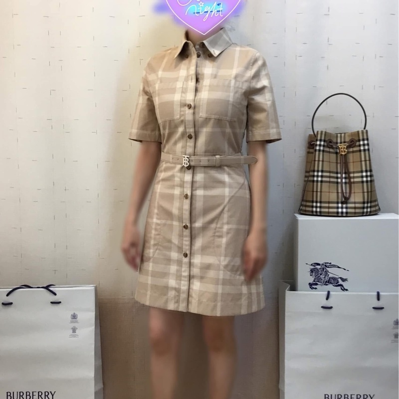 BURBERRY英國黑標米色格紋洋裝UK6-3