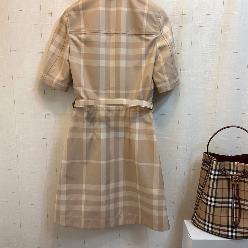 BURBERRY英國黑標米色格紋洋裝UK6-6