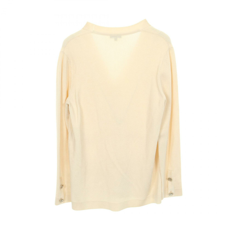 香奈兒 COCO 標誌紐扣開襟衫，黏膠米色，#36，二手女款-1