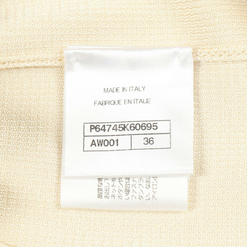 香奈兒 COCO 標誌紐扣開襟衫，黏膠米色，#36，二手女款-4