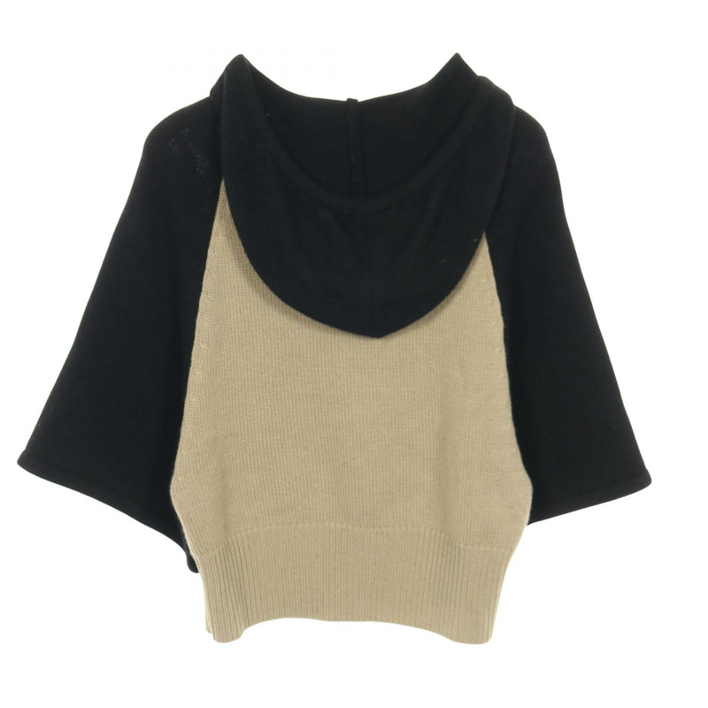 Christian Dior 羊絨針織連帽衫 米色 黑色 #36 二手女款-1