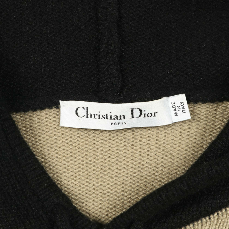 Christian Dior 羊絨針織連帽衫 米色 黑色 #36 二手女款-2