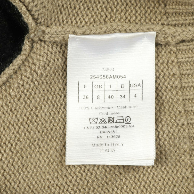 Christian Dior 羊絨針織連帽衫 米色 黑色 #36 二手女款-4