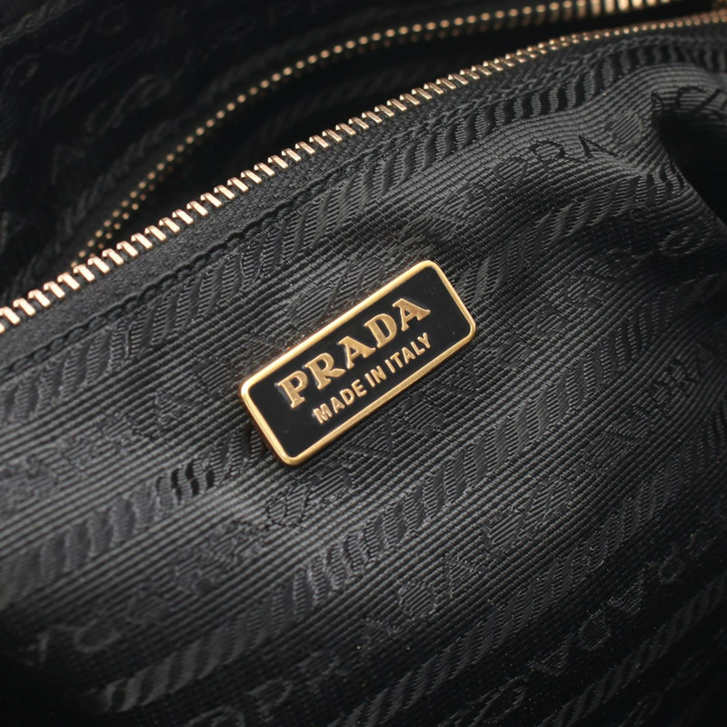 PRADA 三角標誌手提包，尼龍 Saffiano 皮革，黑色，二手女款-3