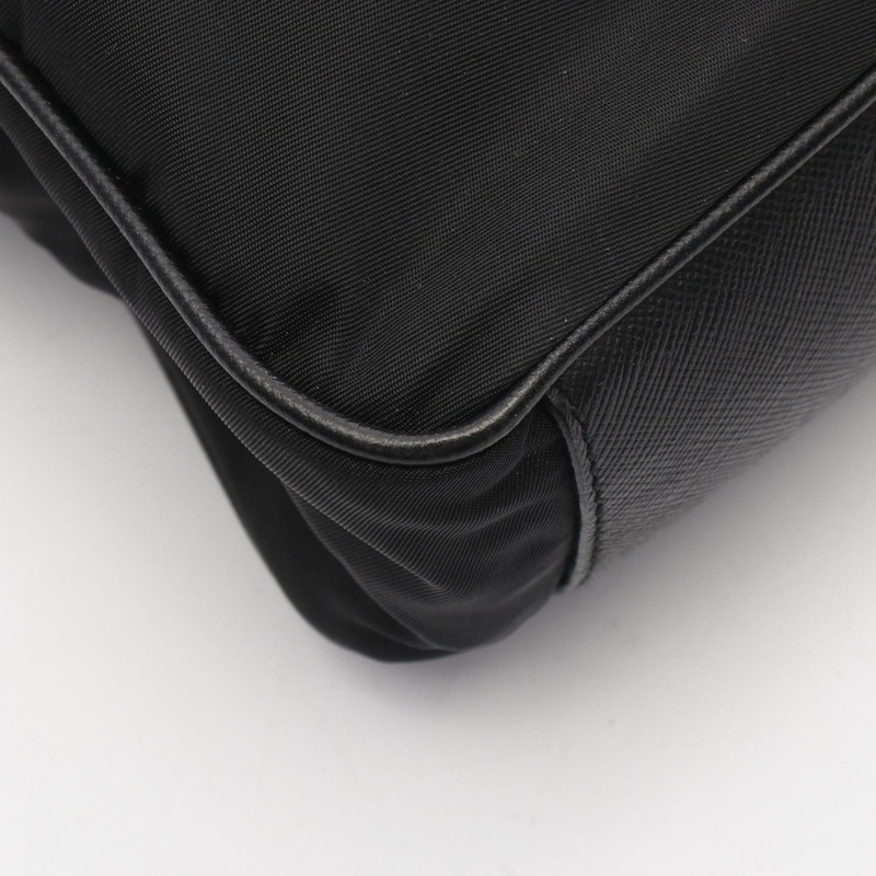 PRADA 三角標誌手提包，尼龍 Saffiano 皮革，黑色，二手女款-4