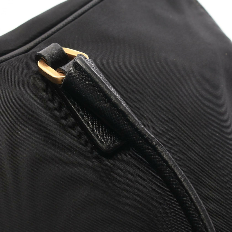 PRADA 三角標誌手提包，尼龍 Saffiano 皮革，黑色，二手女款-6