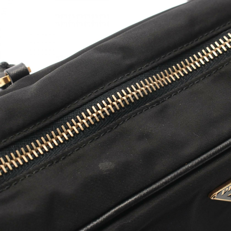 PRADA 三角標誌手提包，尼龍 Saffiano 皮革，黑色，二手女款-7