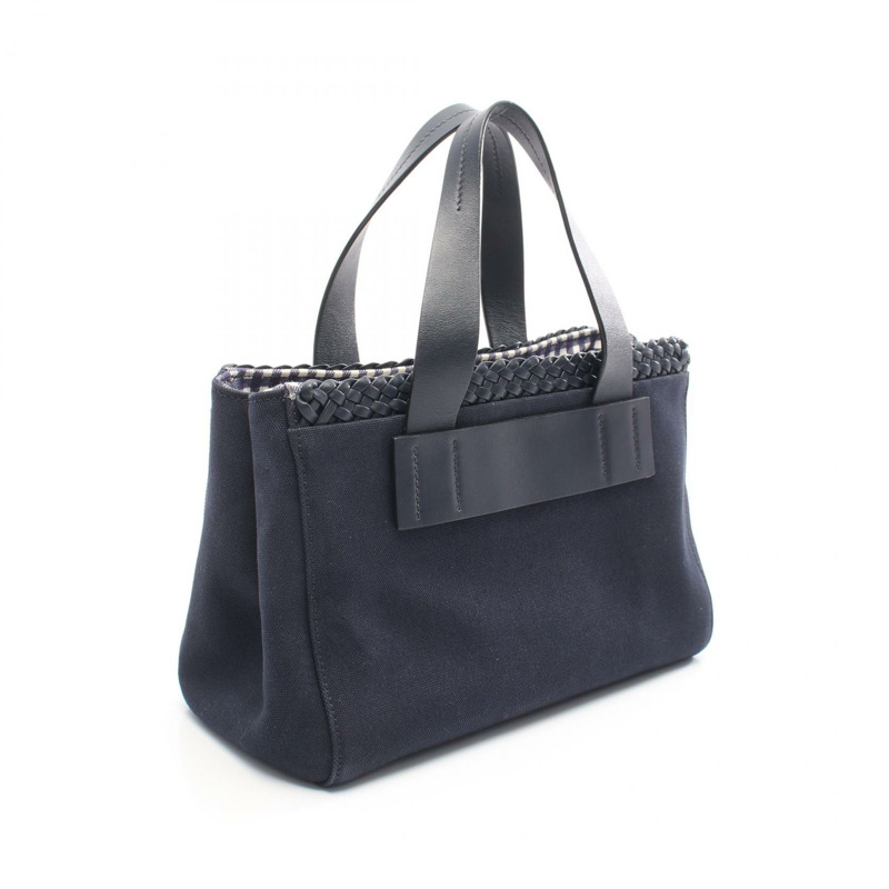 Miu Miu CANAPA Canapa 編織手提包 帆布皮革 海軍藍 二手 女士-1