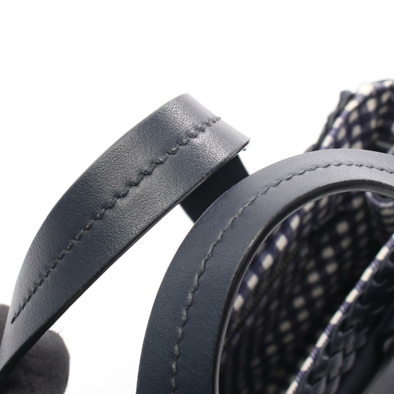 Miu Miu CANAPA Canapa 編織手提包 帆布皮革 海軍藍 二手 女士-4