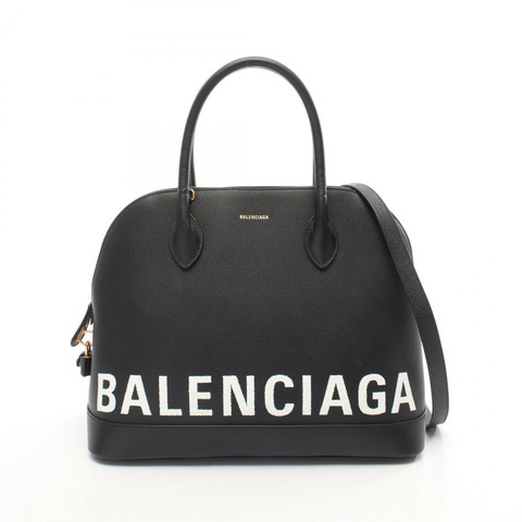 BALENCIAGA Ville 頂部手柄 M 號單肩斜背包 518801 皮革 BK 二手
