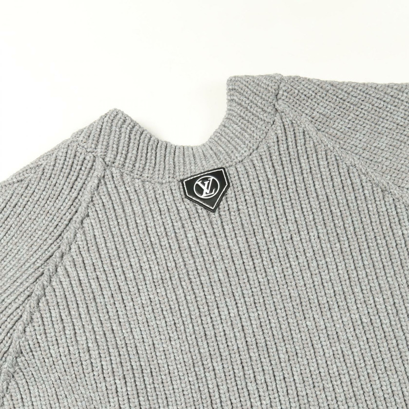 路易威登 Logo 羊毛尼龍灰色開襟衫 #XS 二手女款-4