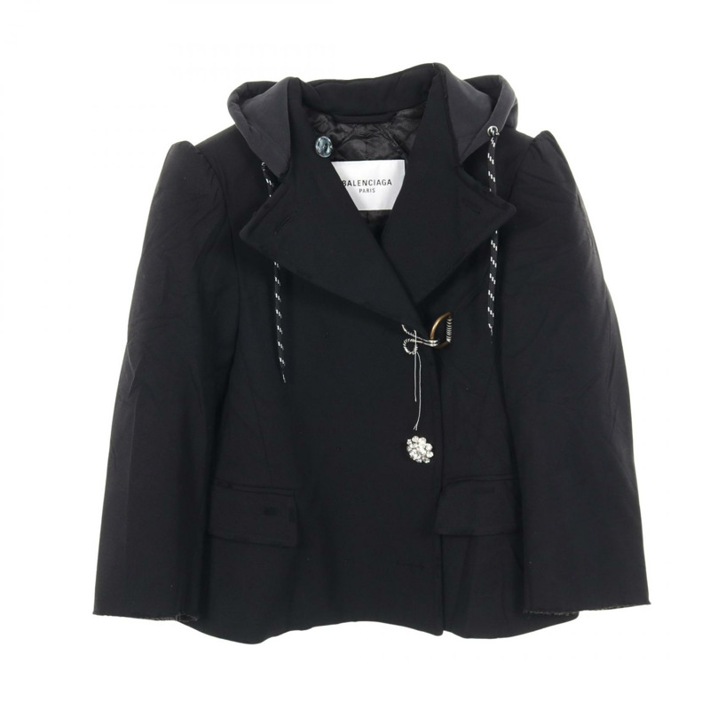 BALENCIAGA 黑色/海軍藍尼龍修身夾克 #34 二手女款-0