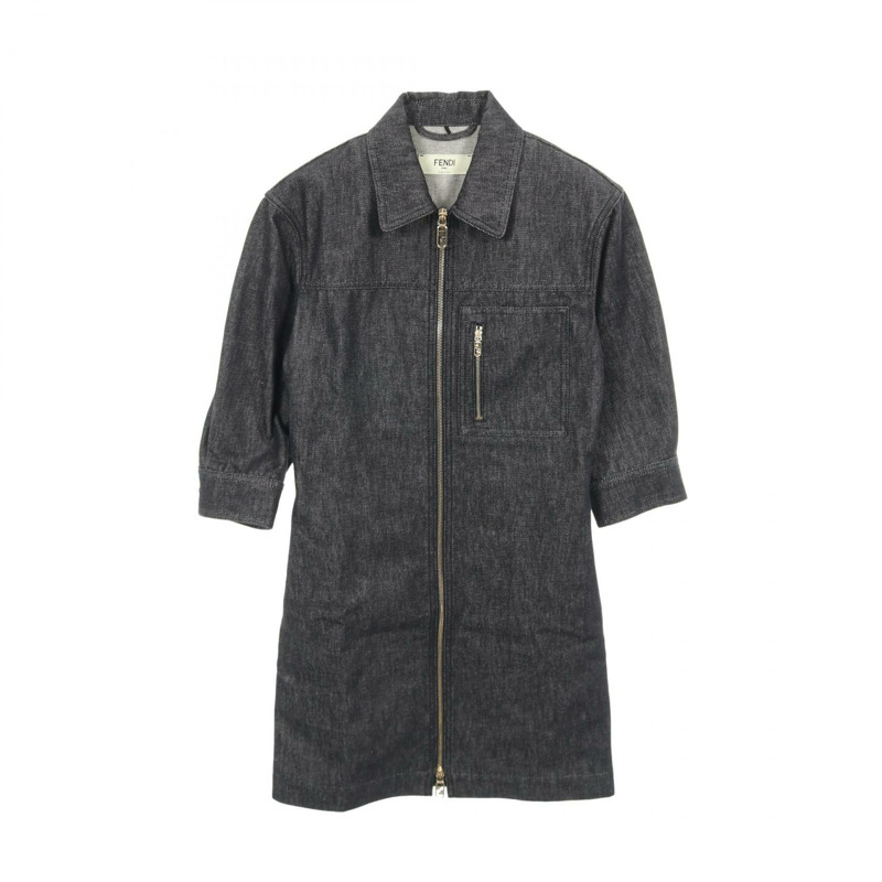 FENDI 女士棉質連身裙，灰色，#36，二手女款-2